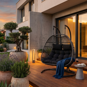 ערסל זוגי לגינה, נוח ועמיד לאורך זמן, בצבע אפור